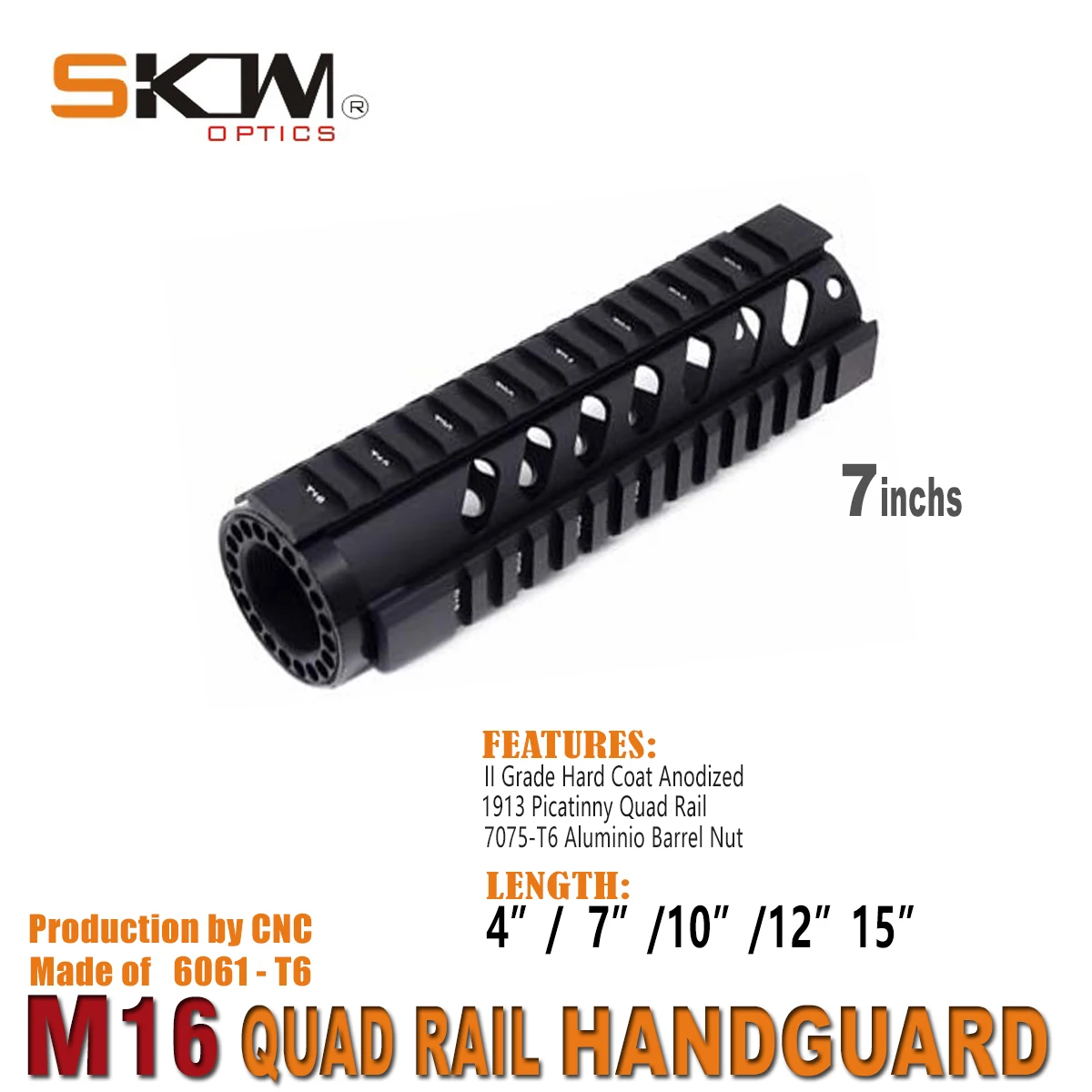 SKWoptics Free-Flot guardamanos M16 quad rail Picatinny aluminio - imagen 4