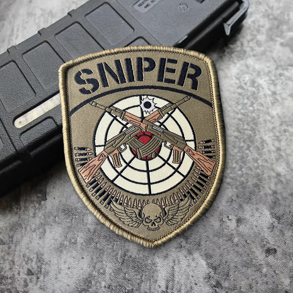 Parche táctico bordado SNIPER con velcro gancho y bucle para ropa - imagen 2