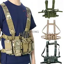 Chest rig táctico MOLLE Airsoft porta cargadores y radio