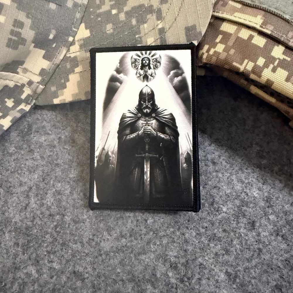 Parche táctico Knight Morale de gancho y bucle escudo cruzado - imagen 3