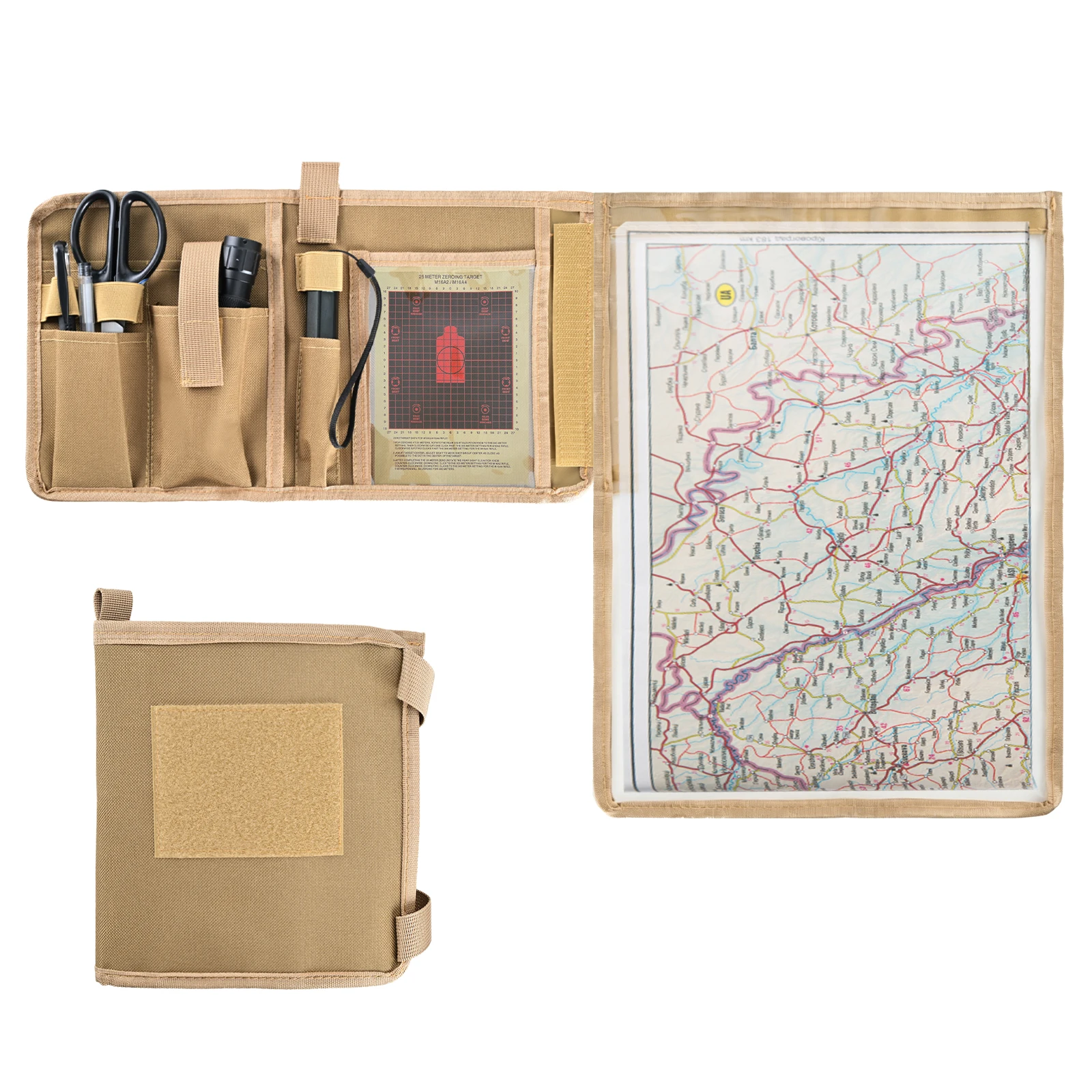 Porta mapas táctico organizador multi bolsos linterna tela Oxford