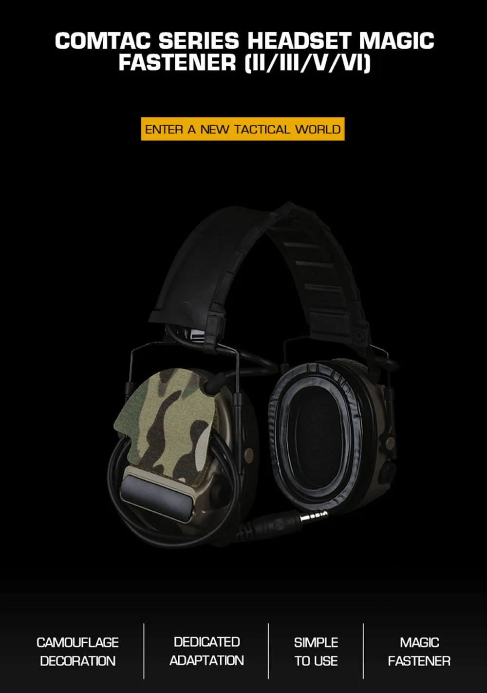 Adhesivo 2 en 1 para auriculares tácticos