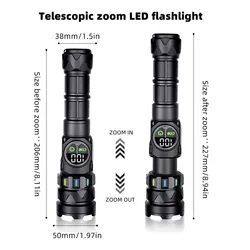 Linterna táctica LED USB recargable zoom haz COB para camping
