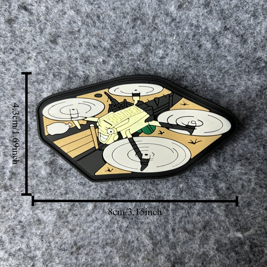 Parche táctico 3D de dron bomber PVC con velcro para brazalete - imagen 5
