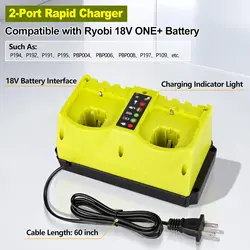 Cargador rápido Ryobi 18V para herramientas; batería no incluida