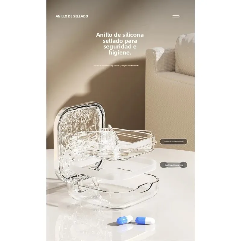 Caja de medicamentos portátil plástico con rejilla para viaje - imagen 3