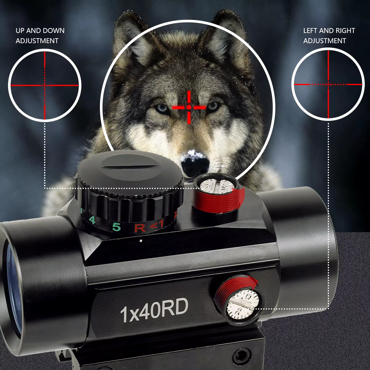 Mira telescópica táctica punto rojo y verde con montaje Picatinny - imagen 4
