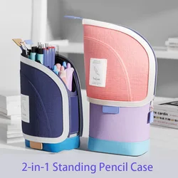 Estuche retráctil portátil para bolígrafos con soporte vertical
