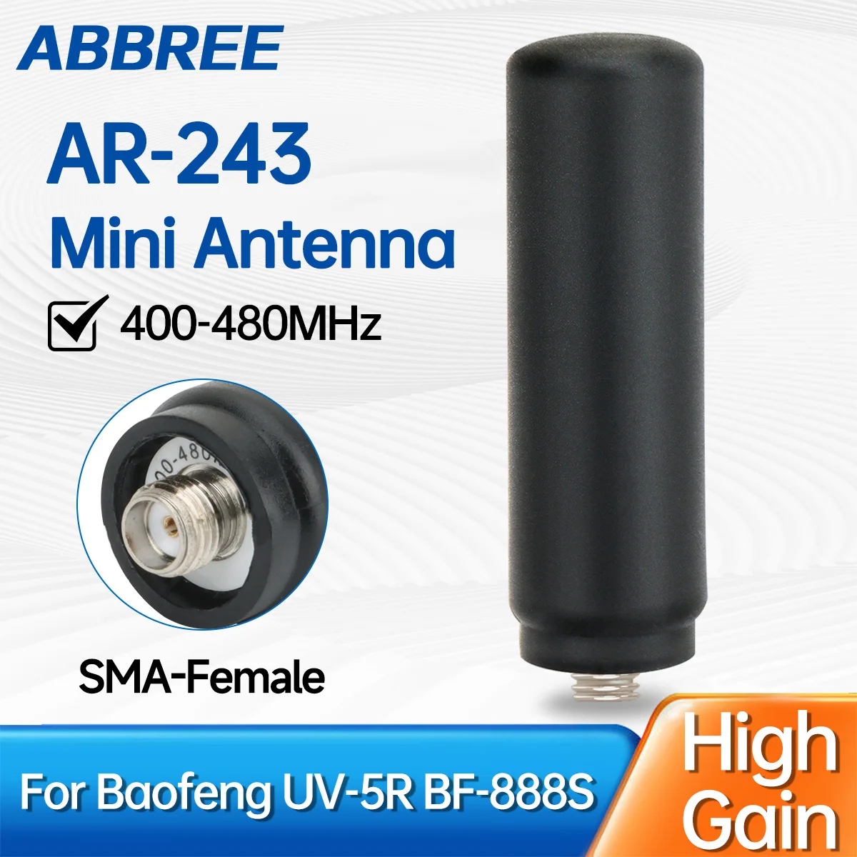 ABBREE AR-243 Mini antena SMA hembra UHF