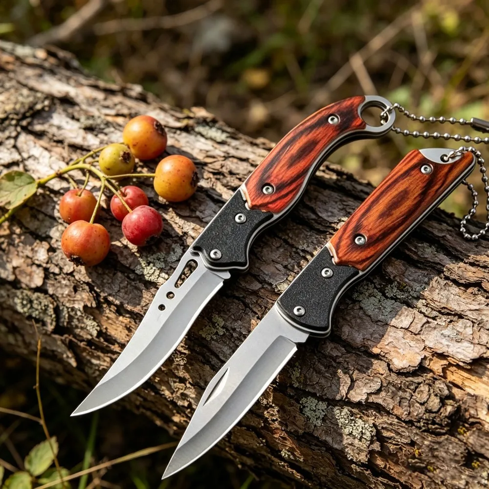 Navaja plegable con mango de madera y hoja de acero inoxidable - imagen 3