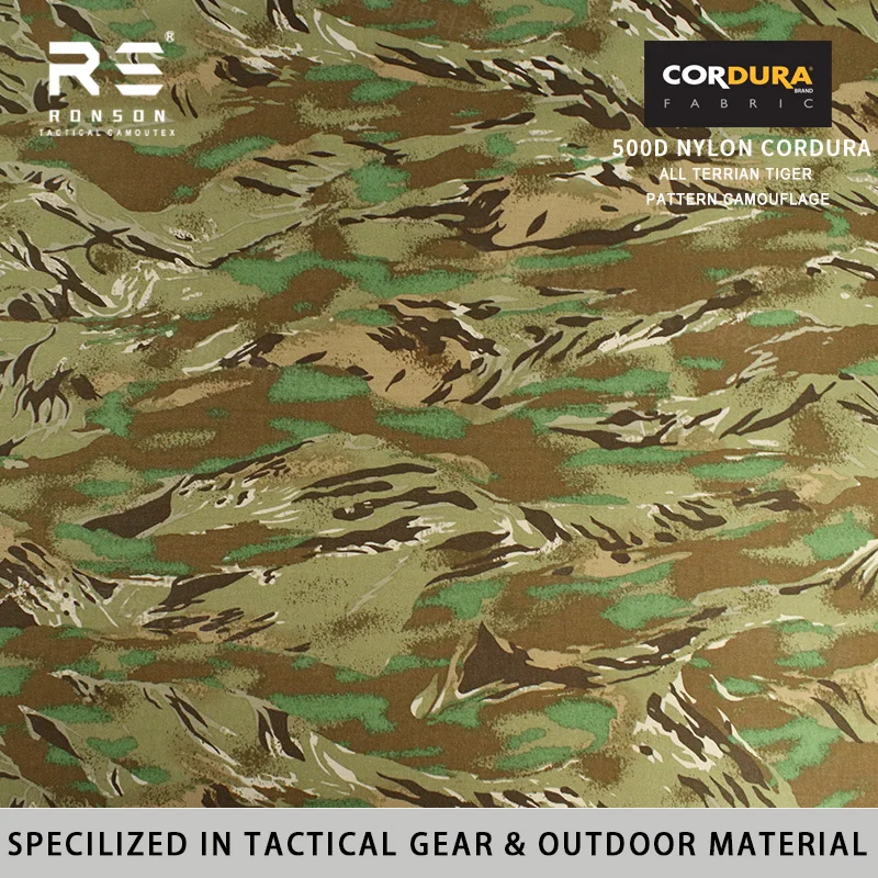Tela táctica Cordura 500D ripstop camuflaje tigre impermeable PU