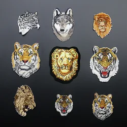 Parche bordado termoadhesivo animales salvajes – Tigre león lobo