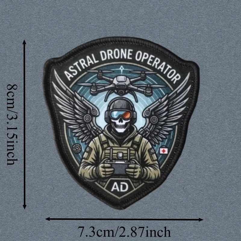 Parche táctico de operador de dron con calavera y velcro - imagen 5