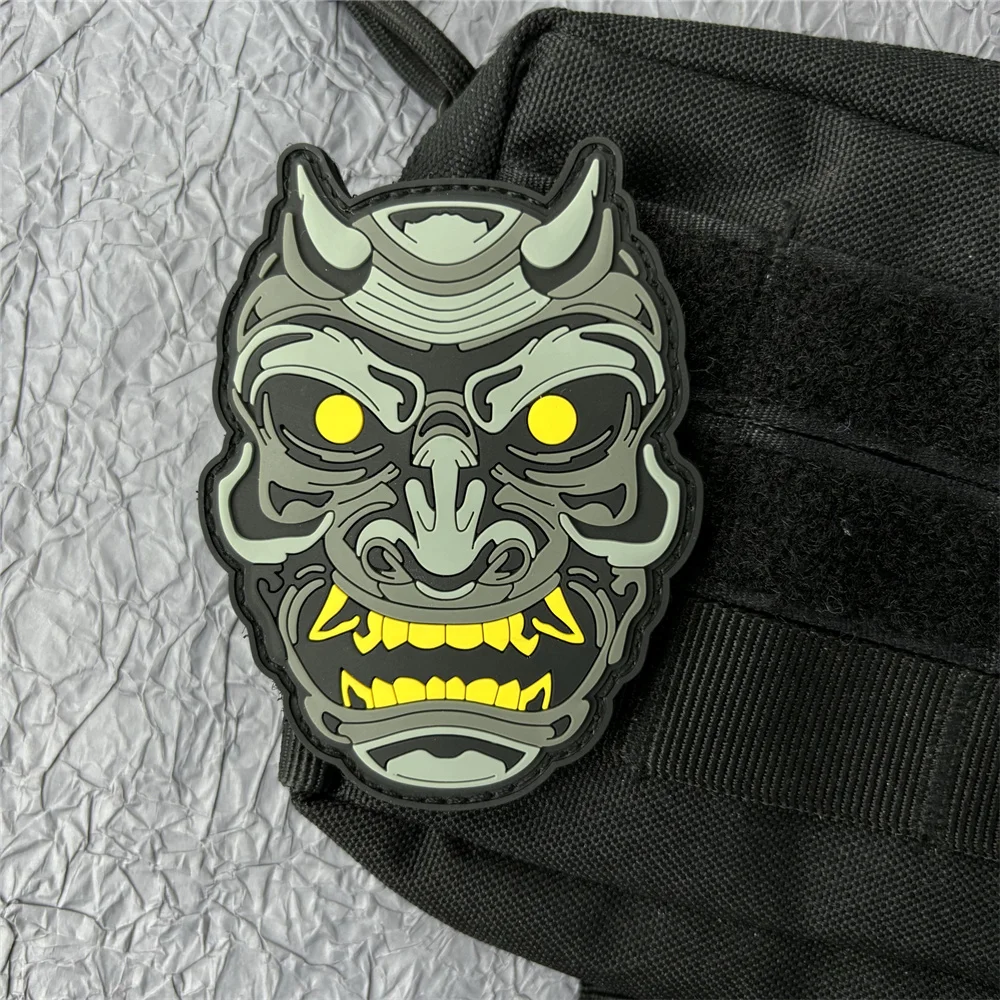 Parche táctico PVC rígido resistente Hannya Samurai Baphomet negro - imagen 2