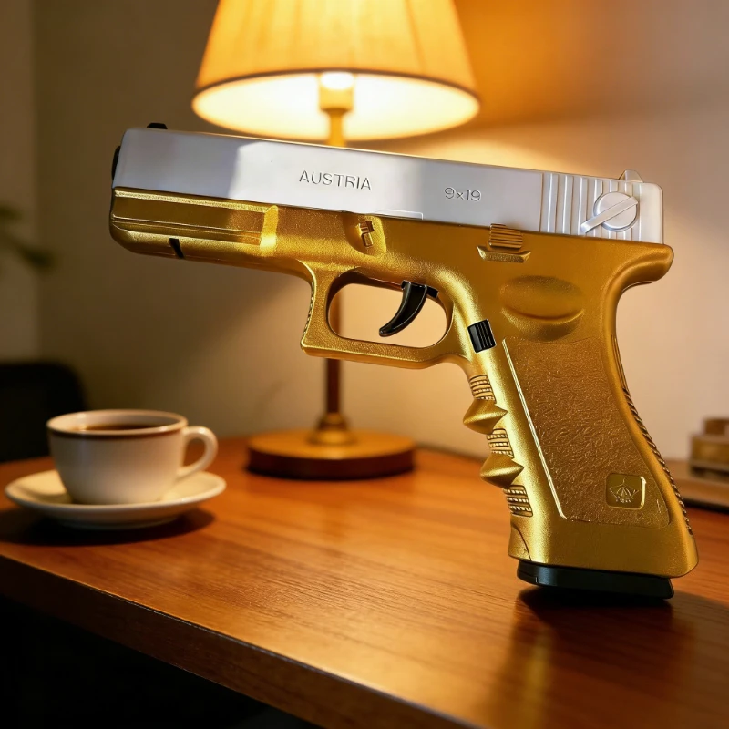 Pistola de juguete efecto oro y plata lanzador de balas blandas - imagen 4