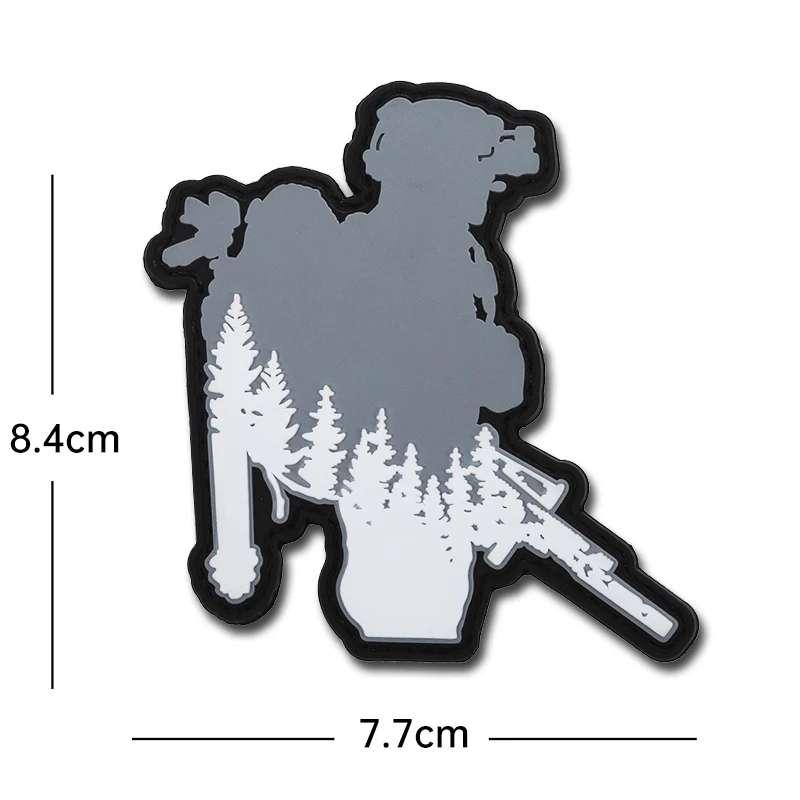 Silhouette Soldiers Parche táctico con logotipo, respaldo y gancho PVC