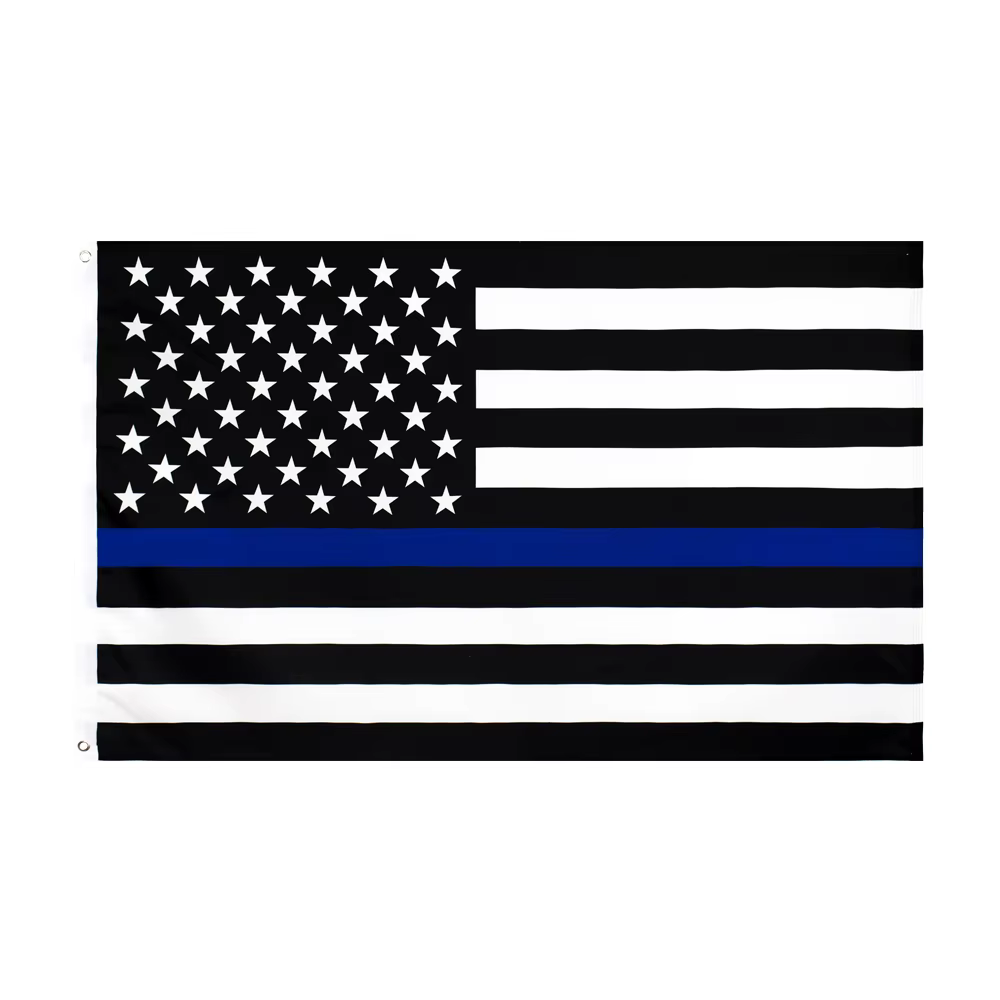 Bandera conmemorativa policía primera respuesta EEUU azul rojo negro - imagen 5