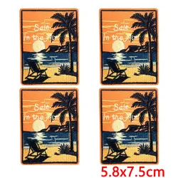 Parche termoadhesivo camping palmera, tienda y oso para mochila