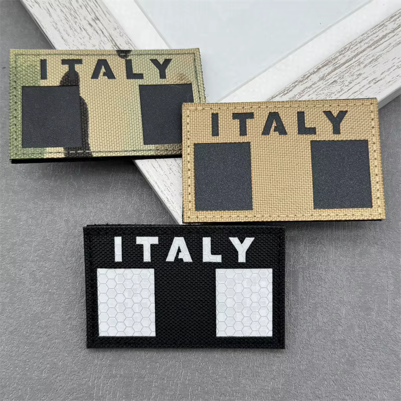 Parche bandera Italia reflectante infrarrojo táctica con velcro - imagen 3