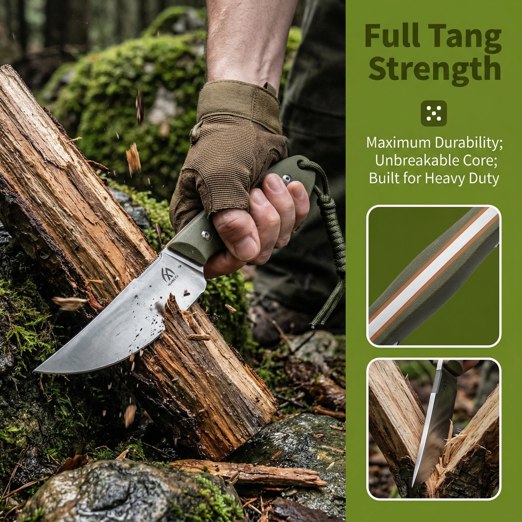 Cuchillo de hoja fija G10 para exteriores con funda - imagen 4