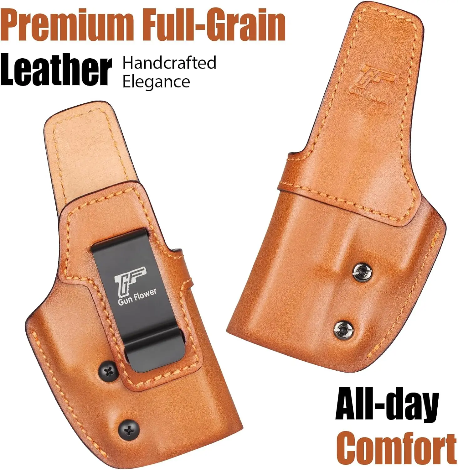 Funda IWB de cuero Glock para uso diestro, compatible MOS/RXM - imagen 3