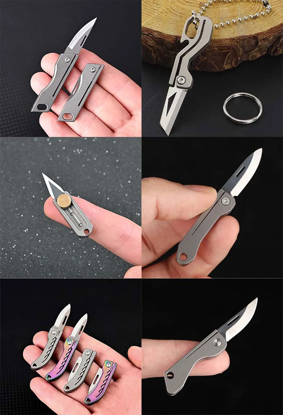 Mini cuchillo plegable TC4 como llavero EDC