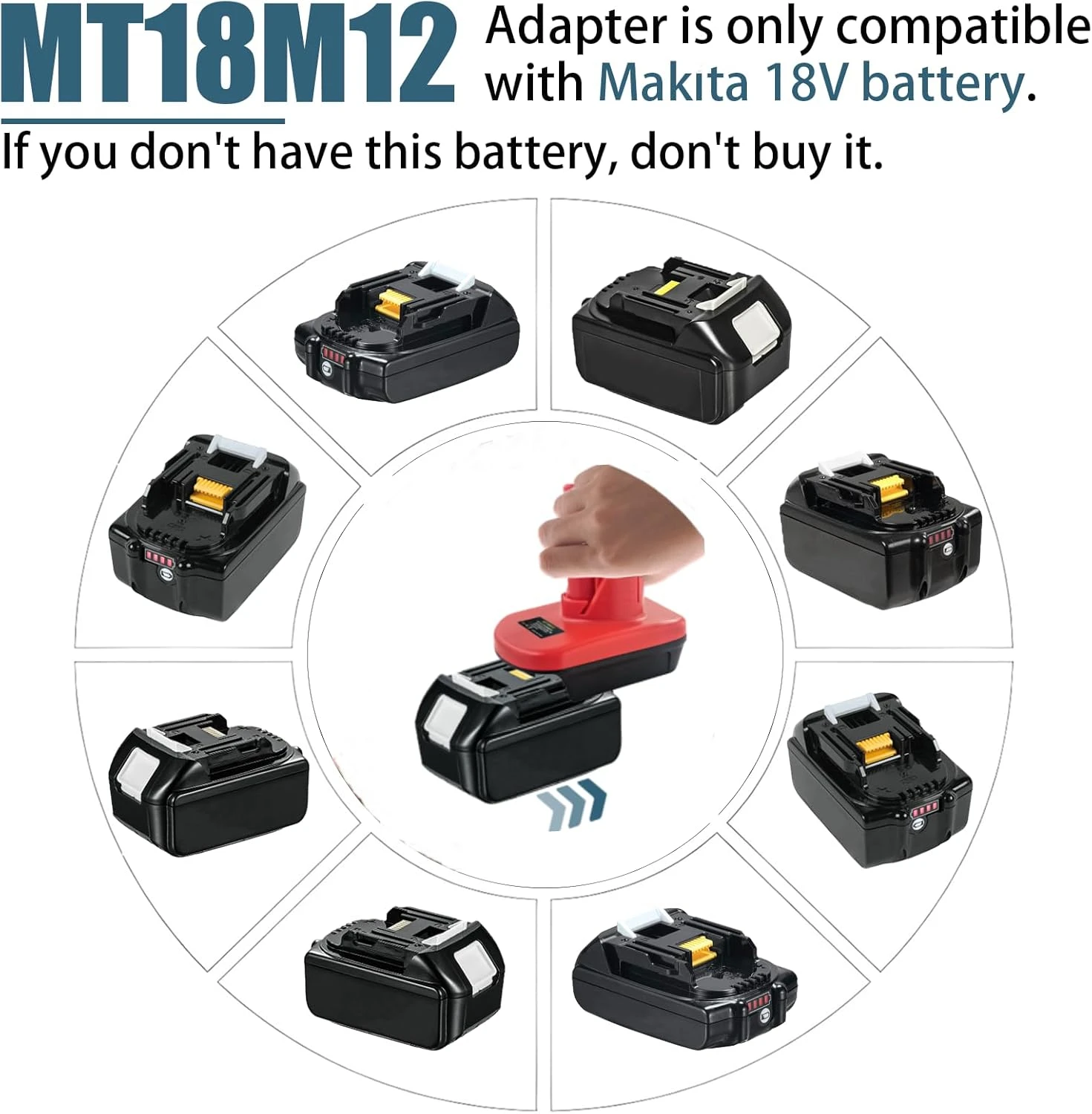 Makita 18V a Milwaukee M12 12V adaptador batería Li-ion - imagen 3