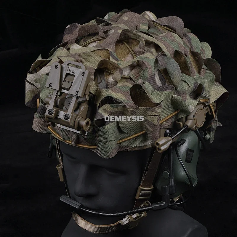 Funda casco táctico camuflaje 3D hoja con malla Airsoft - imagen 3