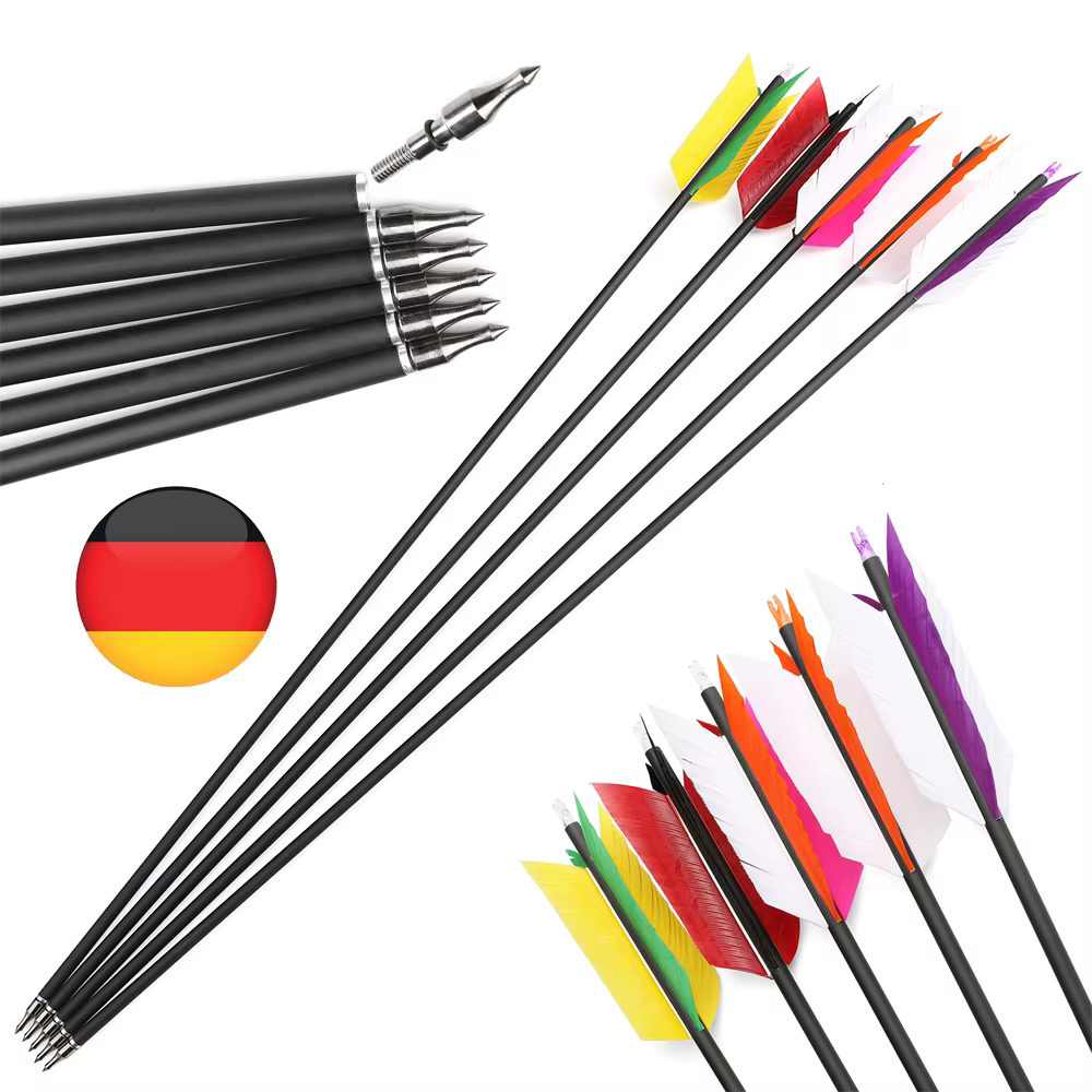 Flechas de carbono con nock y pluma de pavo para tiro con arco - imagen 5