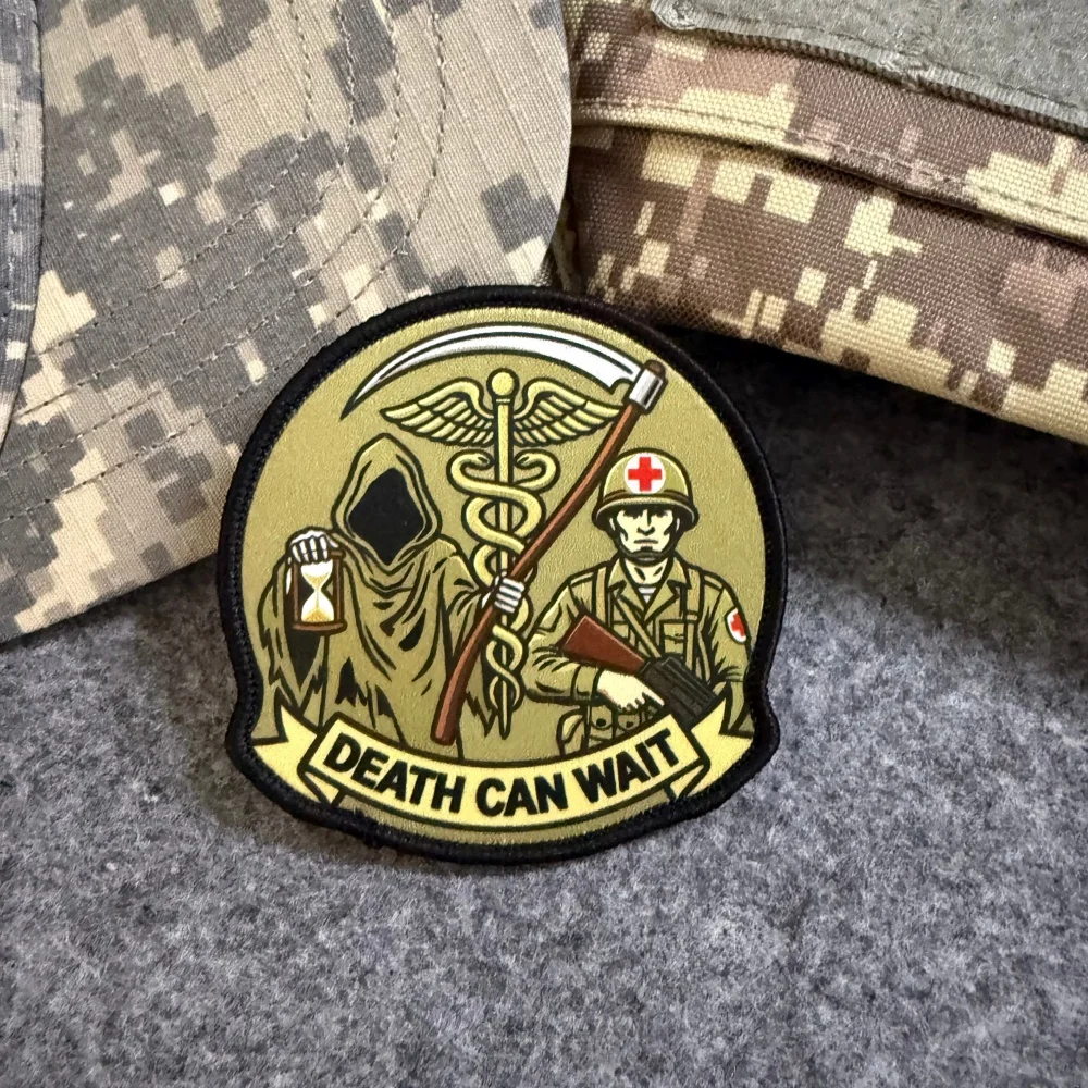 Parche táctico Death Can Wait con velcro Life Star rescate - imagen 2