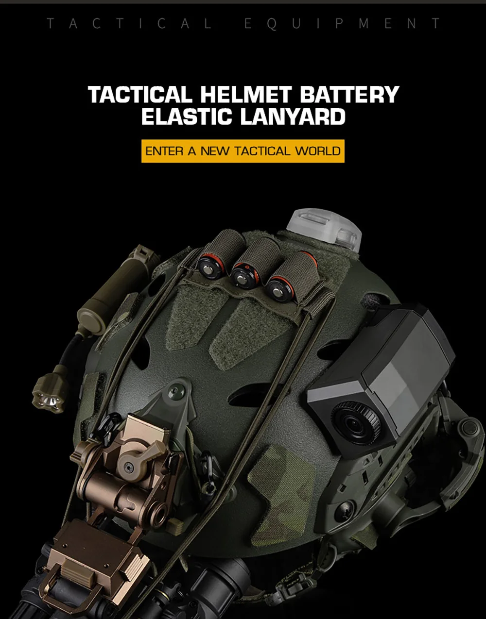 Zware nylon tactische helm batterij stretchband para 3 baterijen