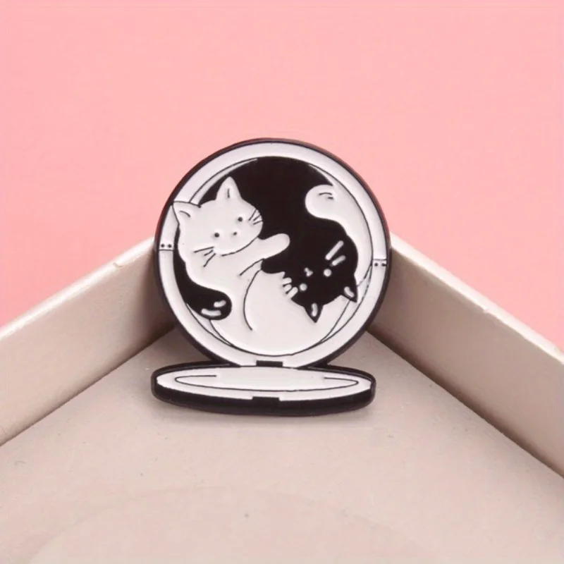 Broche de gato metálico esmaltado con estilo casual y encantador - imagen 2