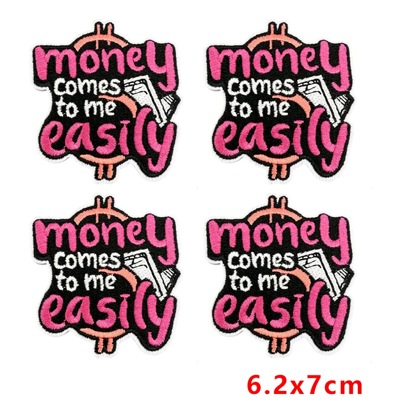 Parches termoadhesivos bordado Money Hustle y Get Cash Lips - imagen 4