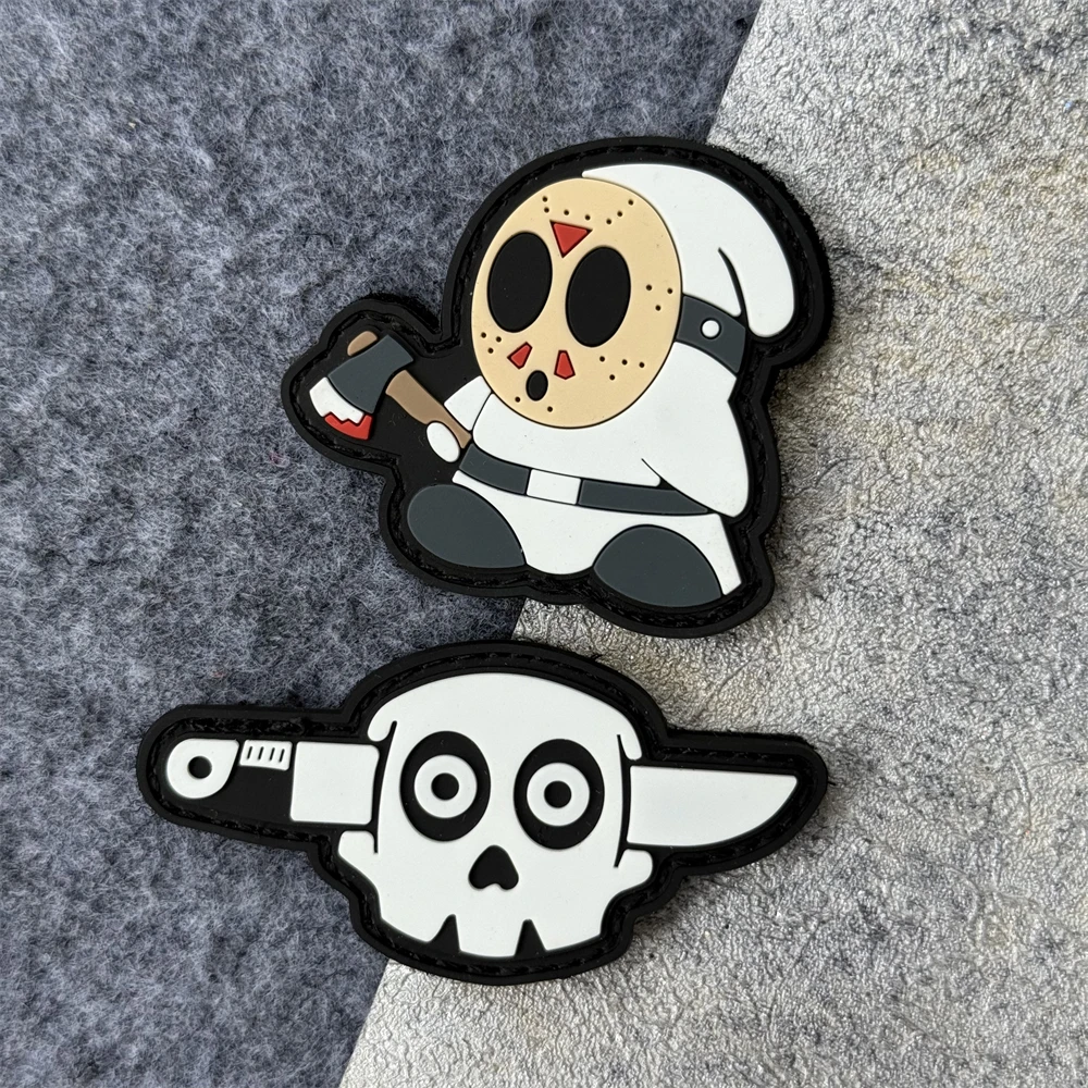 Parche táctico esqueleto Halloween PVC con velcro para mochila - imagen 5