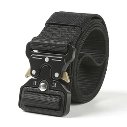 Cinturón táctico Quick Release de nailon negro para senderismo y caza