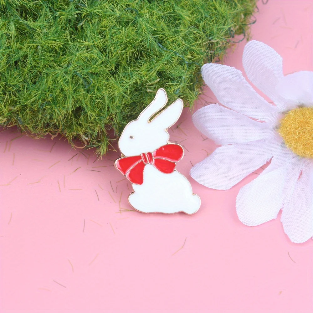 Pin de esmalte conejo blanco animación circular decorativa - imagen 3
