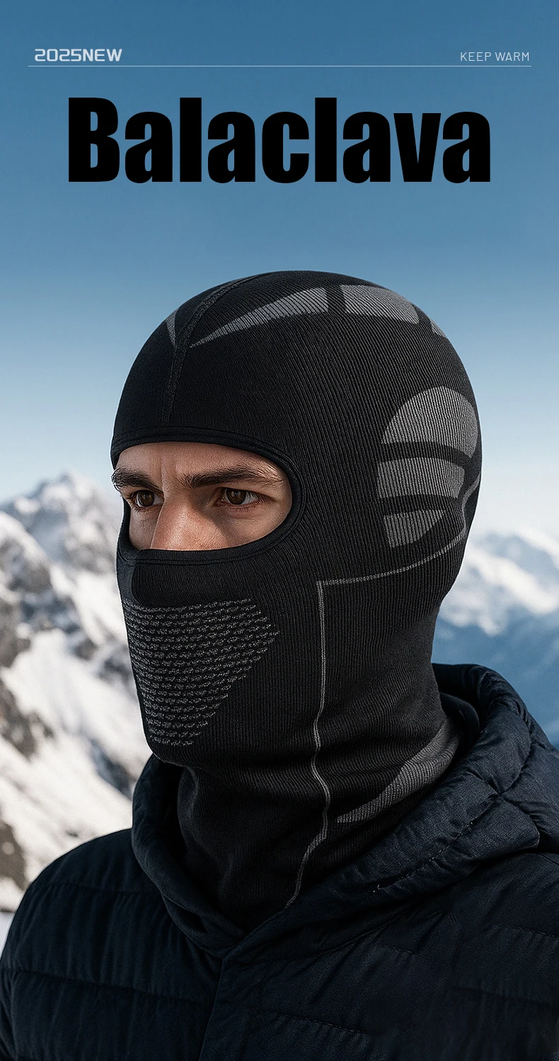 Gorro de pasamontañas invernal con máscara facial elástica