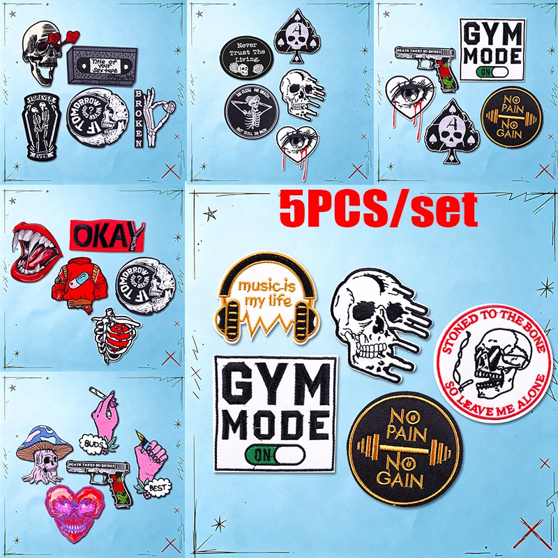 Parches bordados calavera punk termoadhesivos para chaqueta o mochila - imagen 4