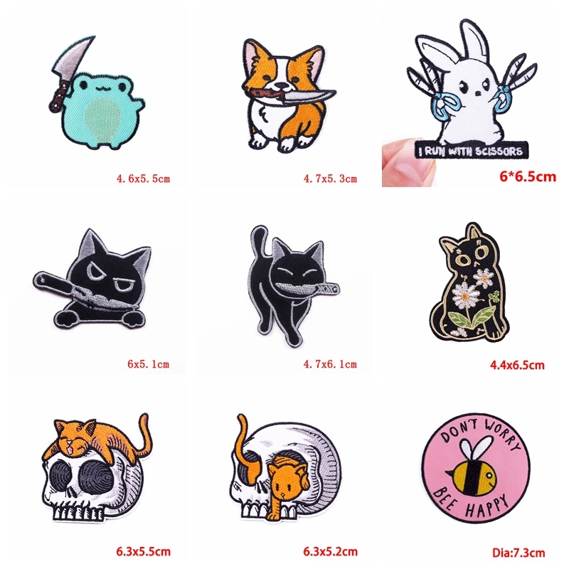 Juego de parches bordados gato animado – Coser o planchar - imagen 5