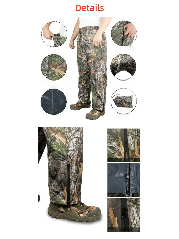 Pantalones impermeables camuflaje biónico con cintura elástica