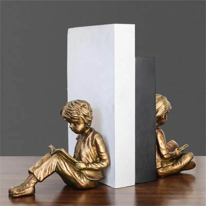 Sujetalibros de resina con niños leyendo, decoración y orden - imagen 3