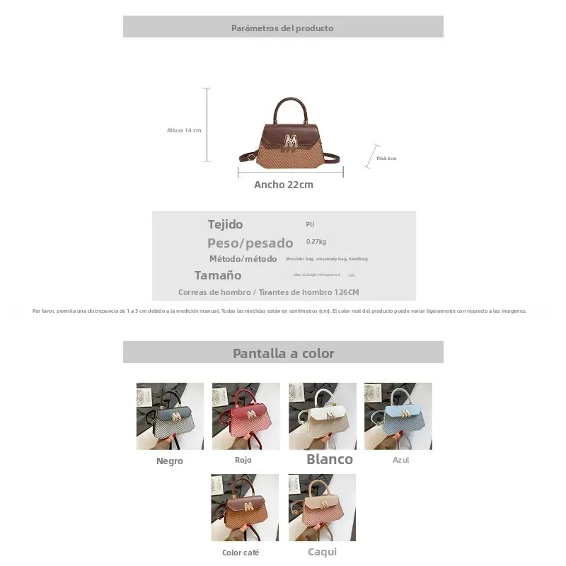Bolso de mano cuadrado texturizado color contraste para mujer - imagen 4