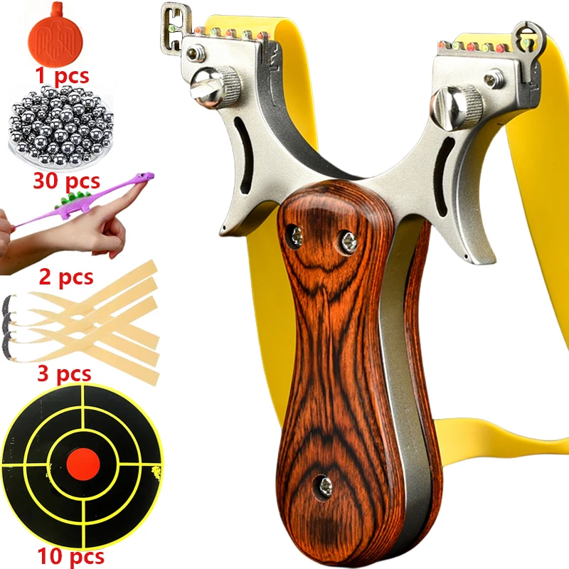 Tirachinas Acero Inoxidable Mango Madera – Catapulta Tradicional para Cazador
