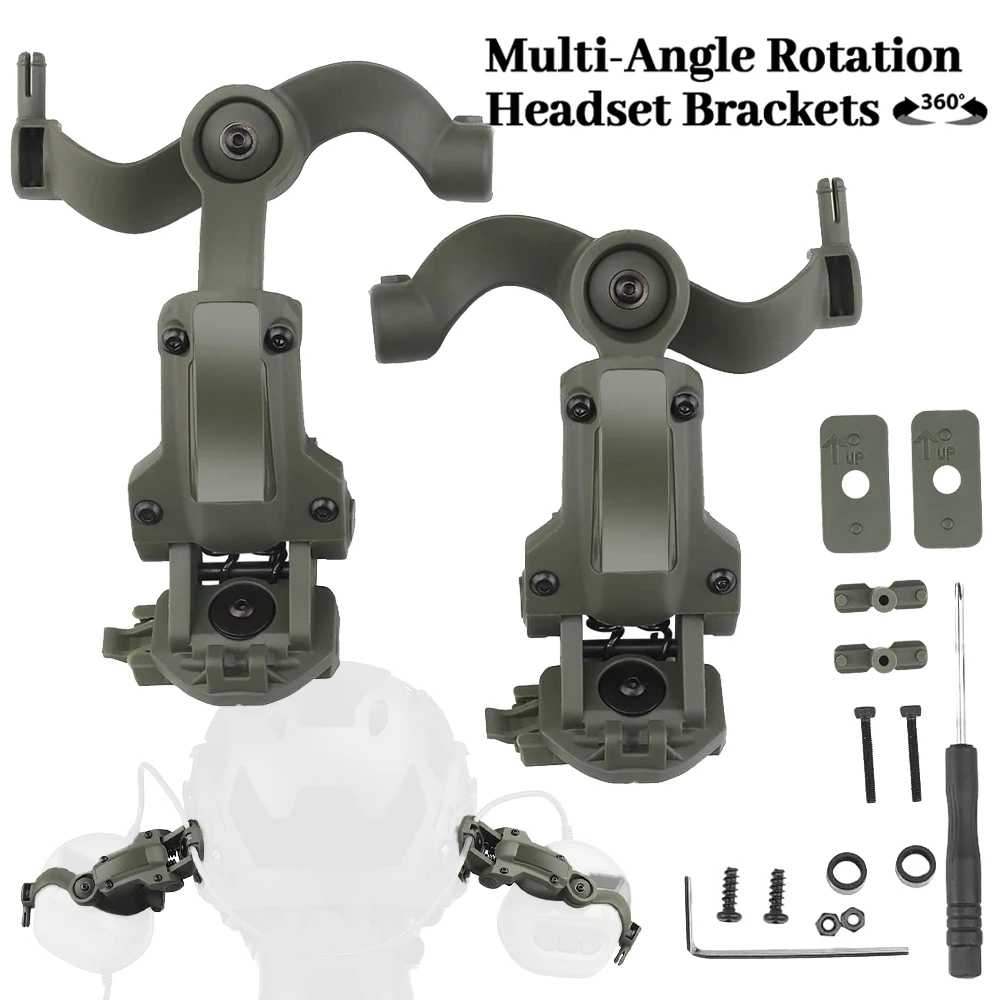Adaptador riel para casco táctico con soporte auriculares Airsoft - imagen 3