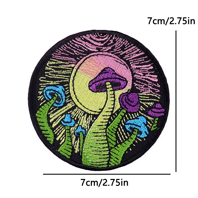 Parche termoadhesivo de hongos boho trippy bordado para ropa - imagen 3