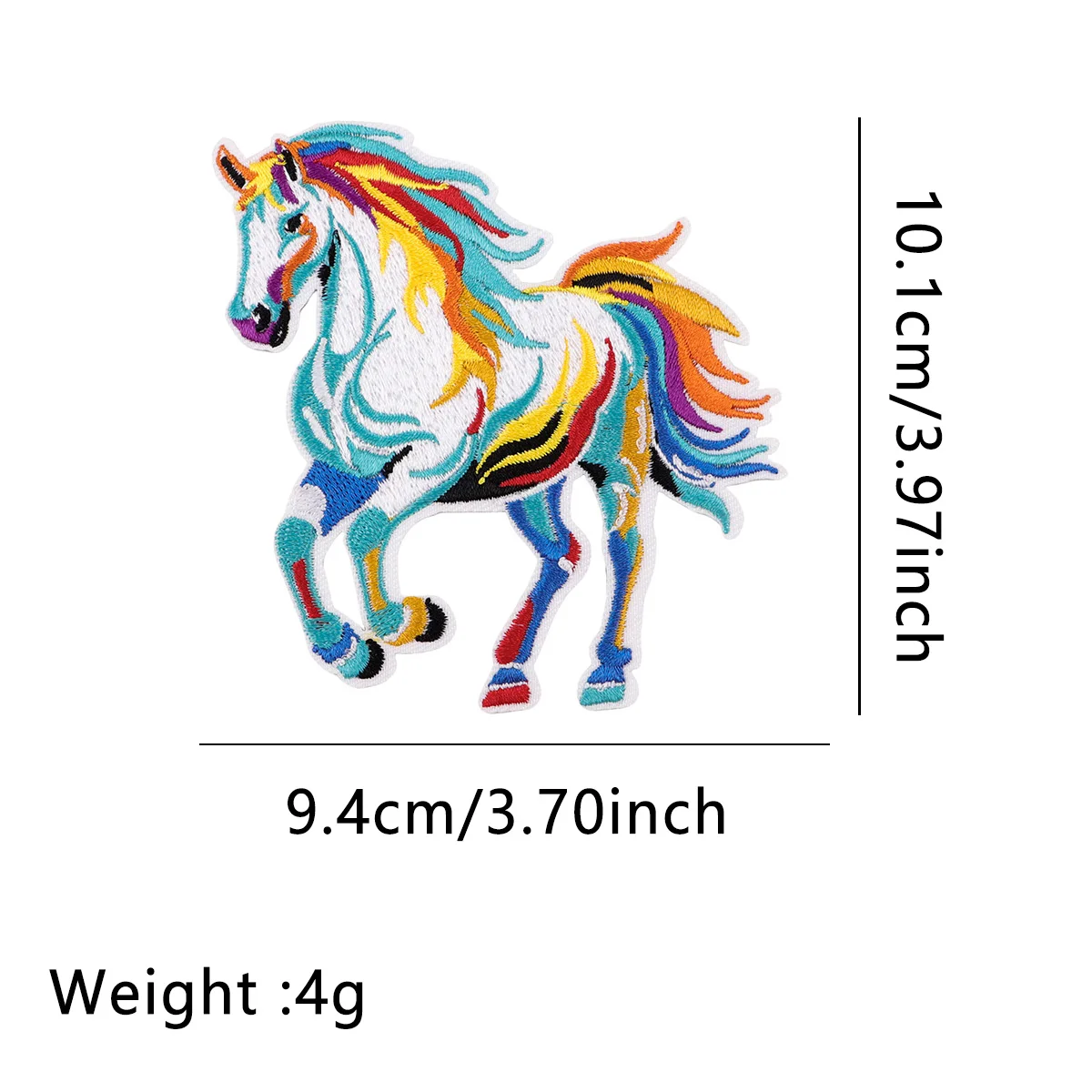Parche termoadhesivo bordado caballo colorido para ropa–Costura - imagen 2