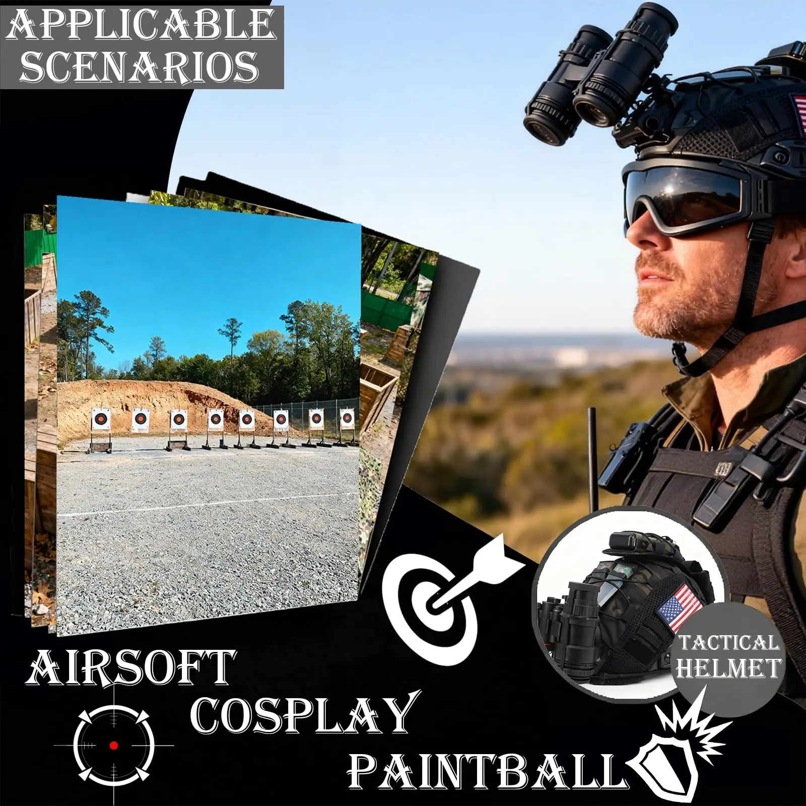 Casco Airsoft NVG - kit táctico multifunción con gafas Paintball - imagen 3