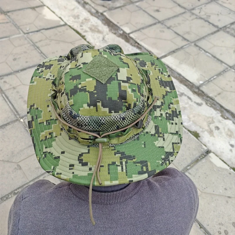 Sombrero táctico algodón con protección solar y cuerda ajustable