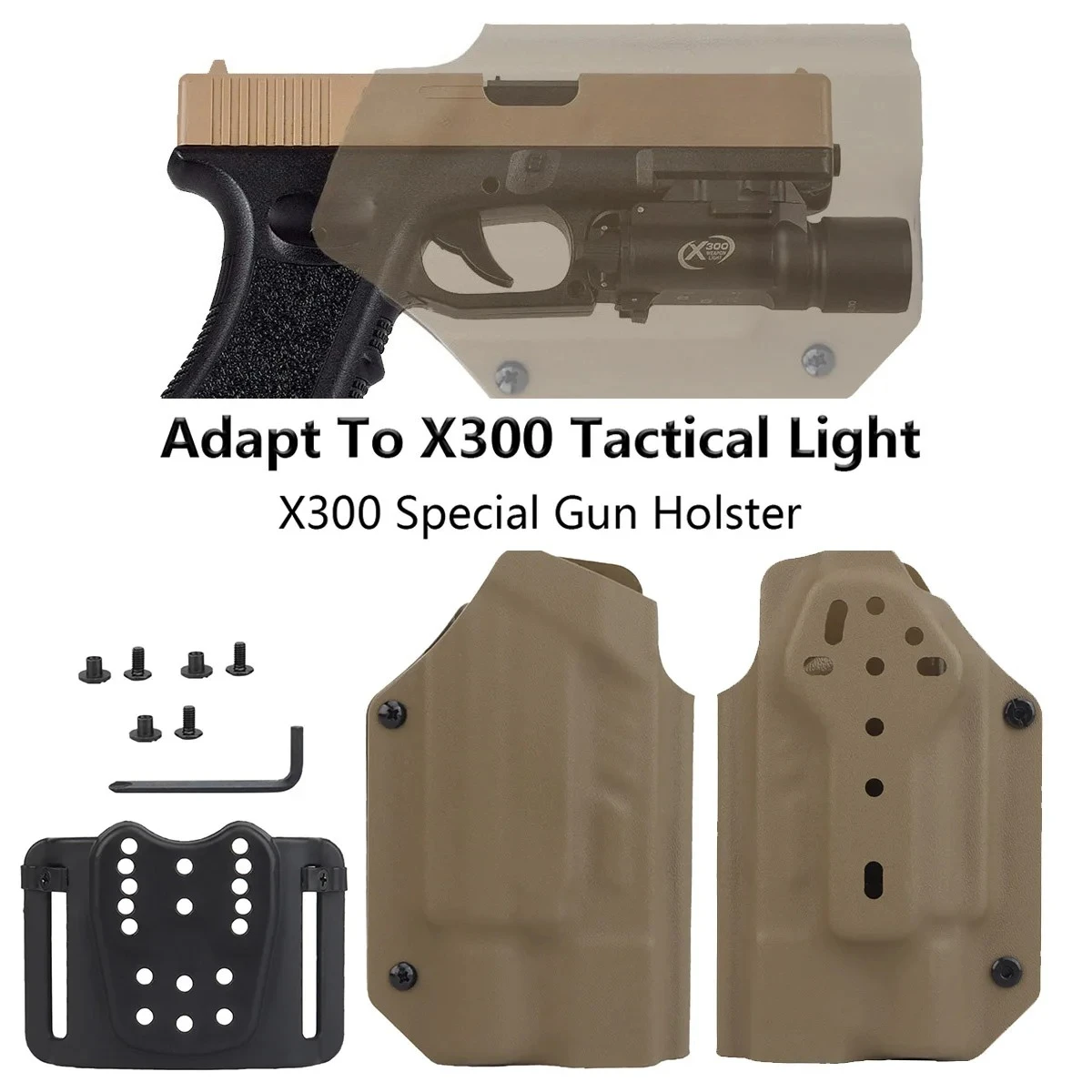 Funda Kydex ligera para Glock 9mm con SureFire X300U