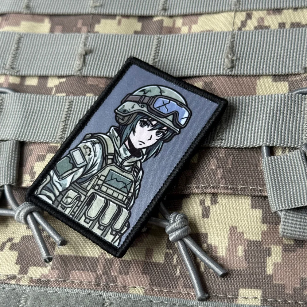 Parche velcro táctico anime morale – Insignia chica soldado camuflaje - imagen 5